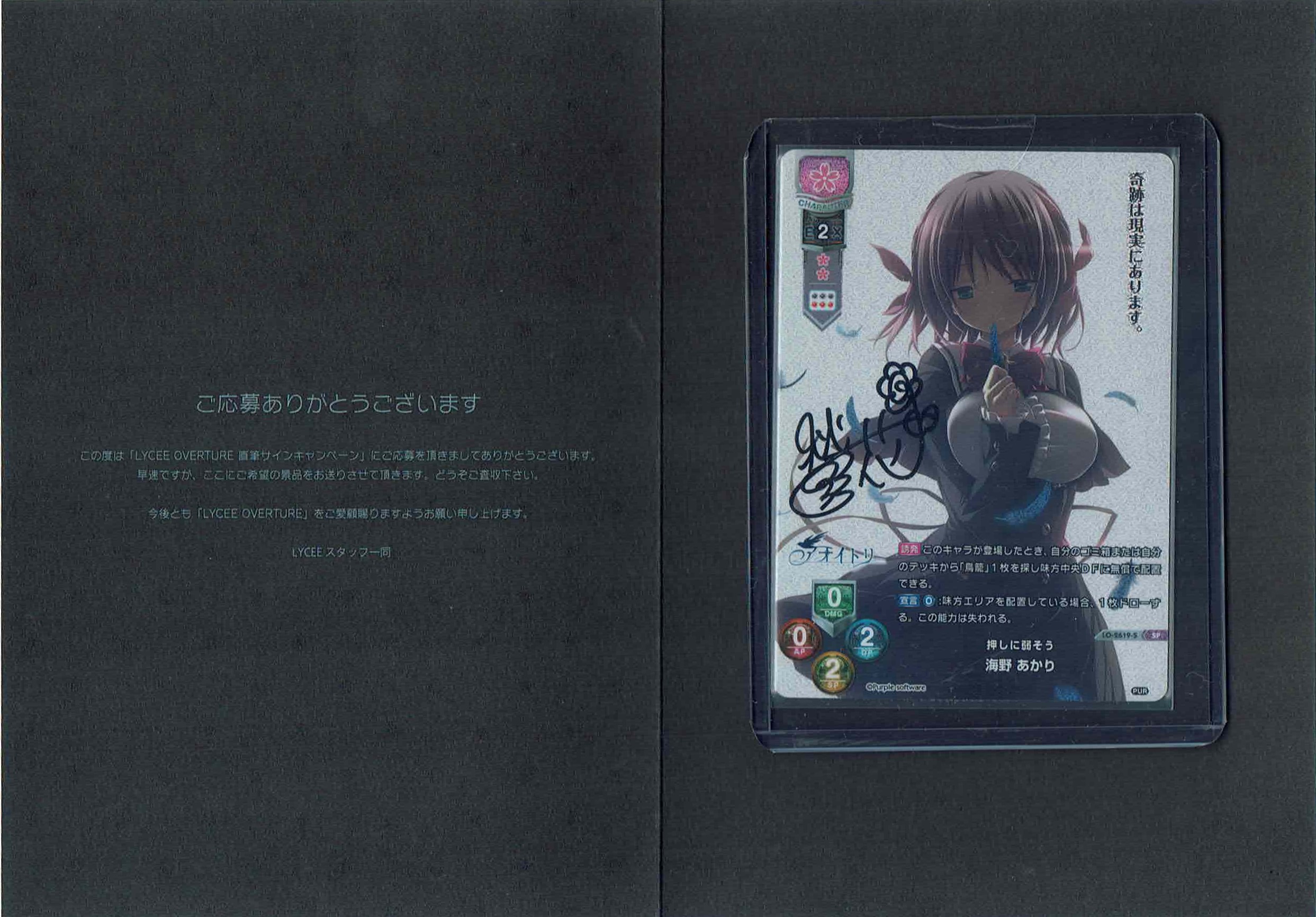 ※クレジットカード支払いのみ 押しに弱そう 海野 あかり (直筆サイン)【LO-2619SP】#153194