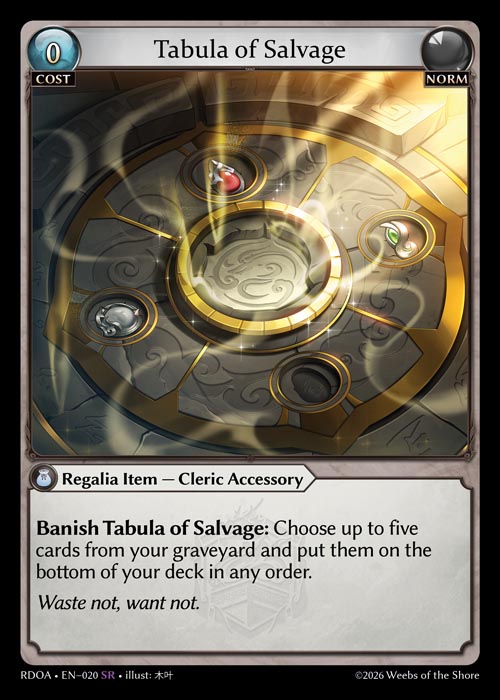 ※秋葉原店併用商品 Tabula of Salvage 【RDOA • EN–020 • SR】