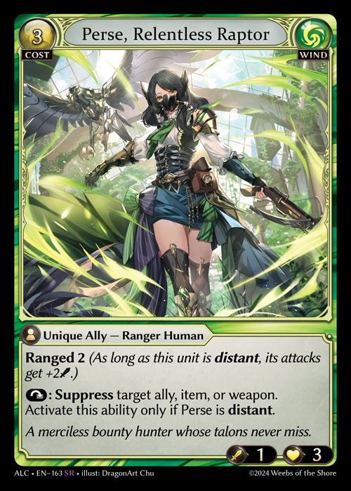 ※秋葉原店併用商品 【キズ有り特価B】 Perse, Relentless Raptor 【ALC • EN–163 • SR】
