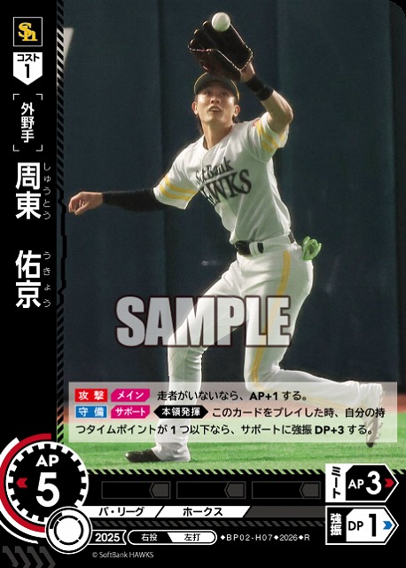 周東　佑京(福岡ソフトバンクホークス) 【26BP02-H07R】