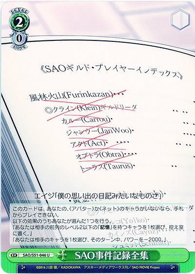 SAO事件記録全集 【SAO-S51-046U】