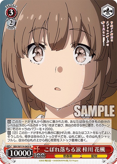 こぼれ落ちる涙 梓川 花楓 【SBY/W114/063U】