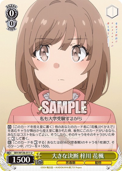 大きな決断 梓川 花楓 【SBY/W136-011U】